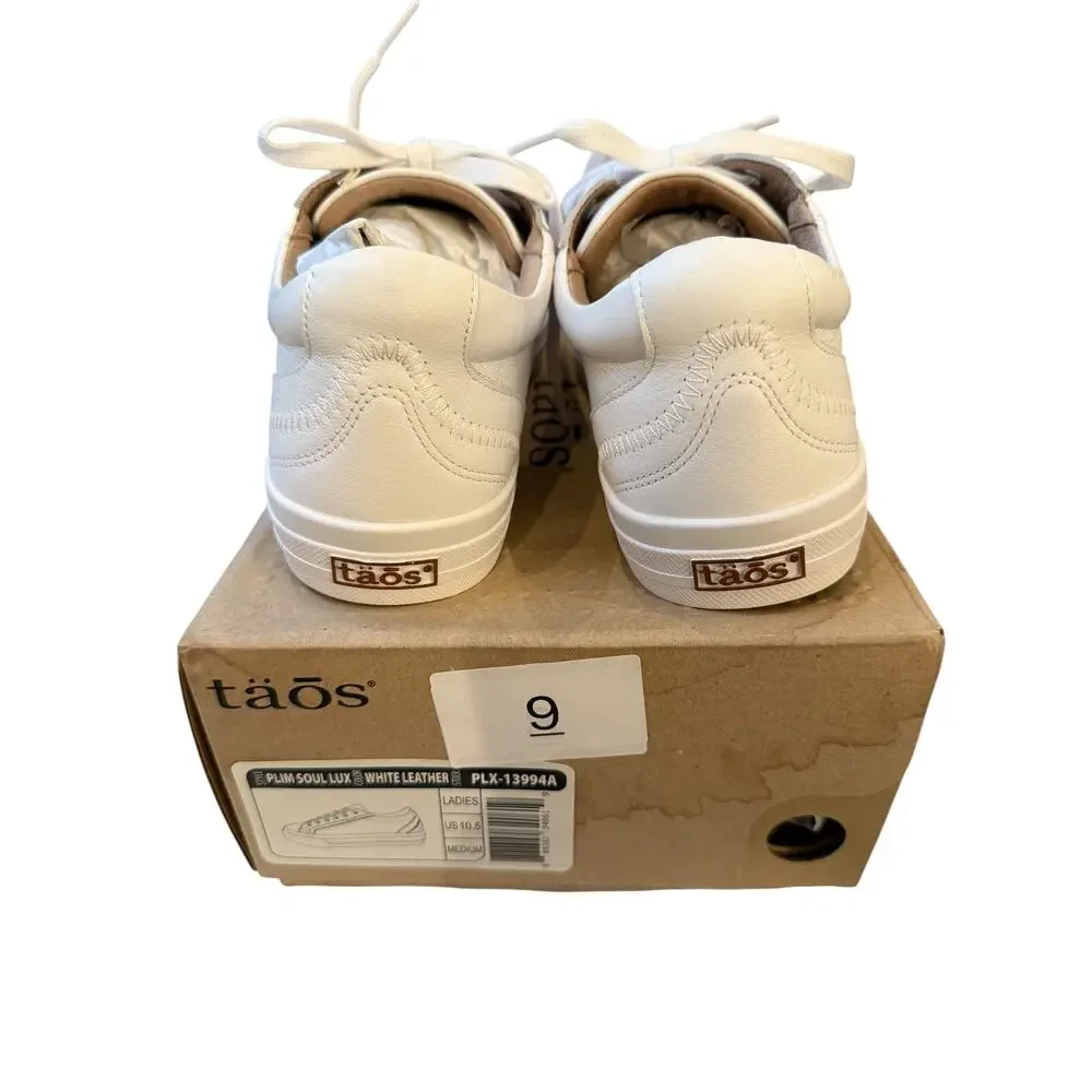 Taos Women's White Leather Plim Soul Lux Athletic Sneakers Size 10.5 M